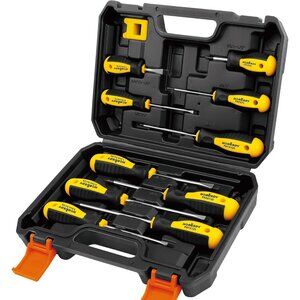 11-piece Magnetic Screwdriver Set with Case, 5 Phillips & 5 Flat Head Tips with